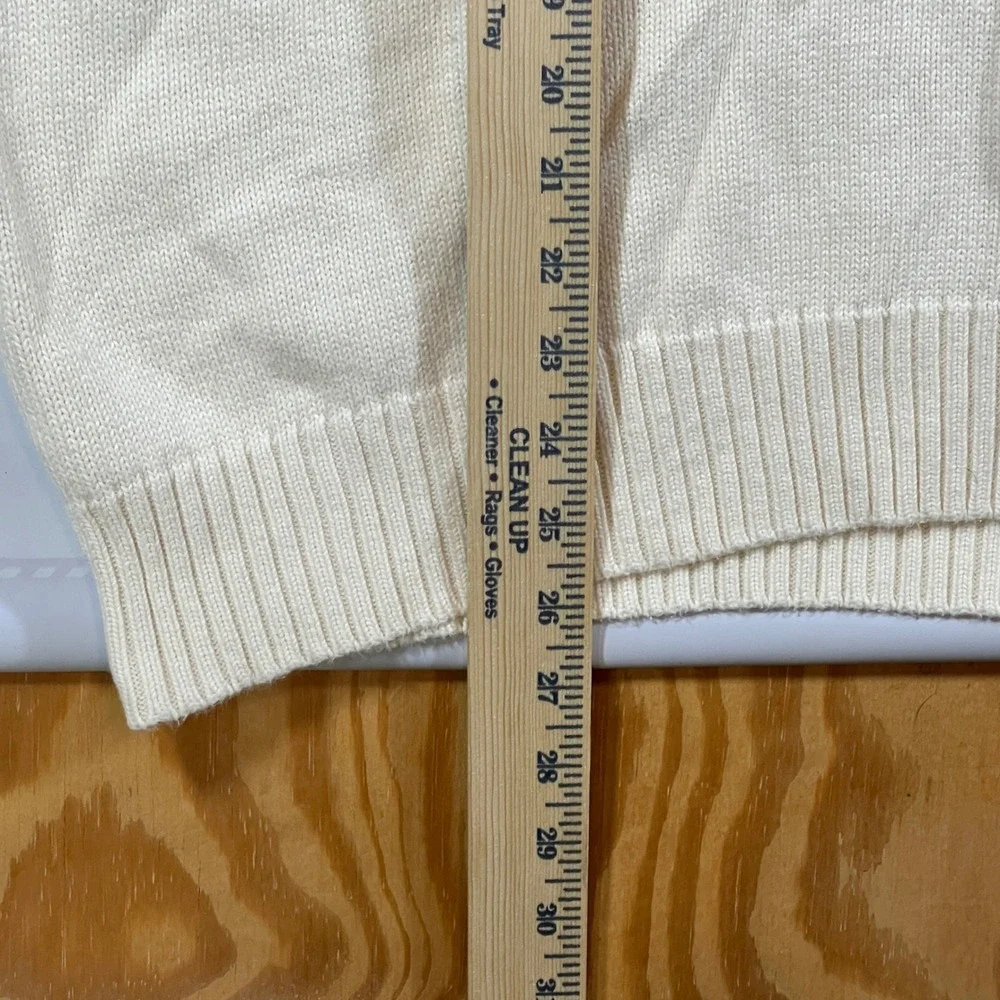 VTG Polo Ralph Lauren Quarter Zip Pullover Mens L Cream Preppy Old Money Sweater